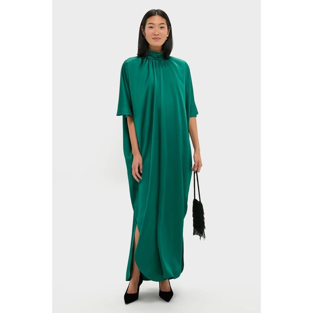 NWT Tuckernuck Green Satin Patricia Maxi Dress Womens XL/XXL READ